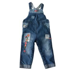 Orchestra Overalls Denim Floral Embroidered - Size 18 Months